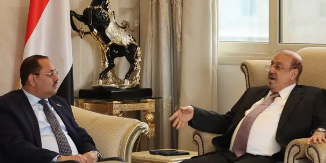 البركاني يناقش مع وزير الدولة لشؤون مجلسي النواب والشورى توجهات الحكومة لإنجاز برنامجها العام ومشروع الموازنة العامة